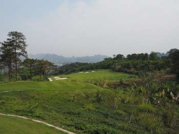 Tee shot on the par five 14th