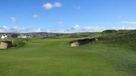 The 17th green and bunkers