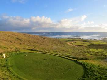 The drop-kick par three 14th hole