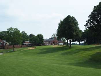 The wildly undulating par four 9th 