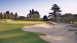 Greenside bunkering on the famous par three 11th